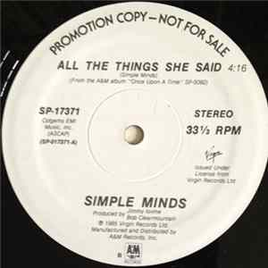 Simple Minds - All The Things She Said flac
